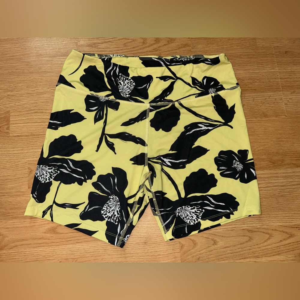 Madeline Yellow and Black Floral Patterned Shorts